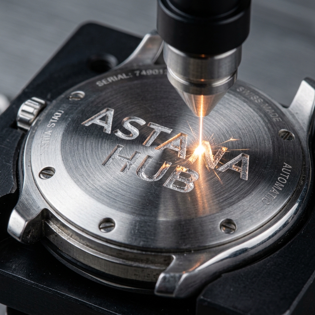 Abrand watch assembly and laser engraving process