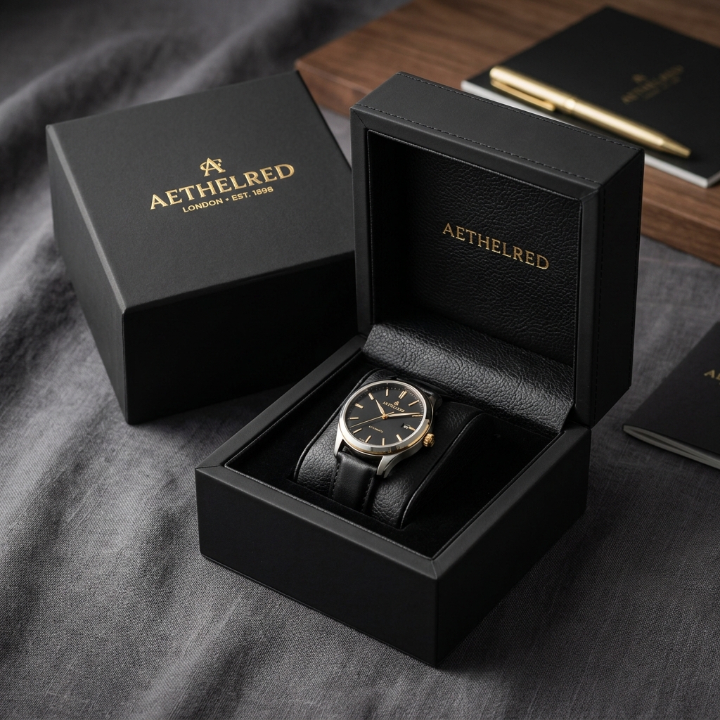 Luxury wooden watch gift box with engraved Abrand logo